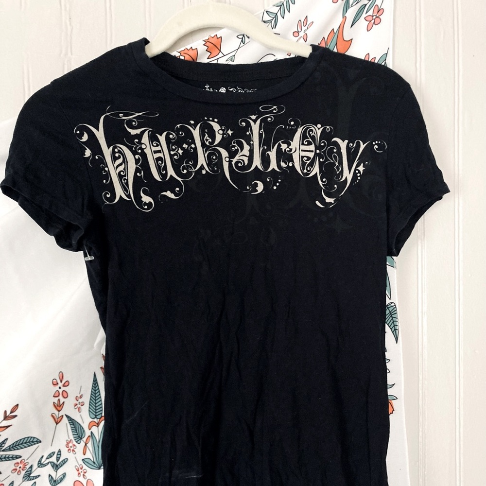 Hurley Maple Leaf Graphic Tee Short Sleeve Black Women’s Small Front/Back Print